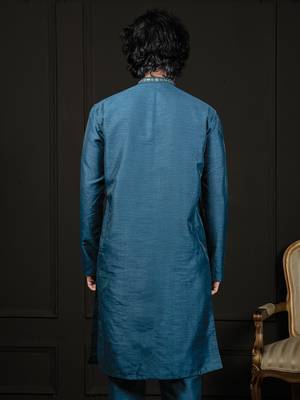 Turquoise Dupion Silk Kurta 2