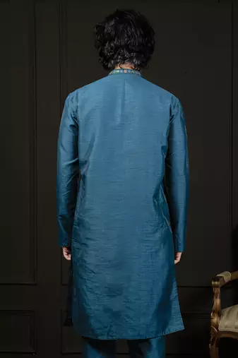 Turquoise Dupion Silk Kurta