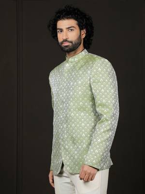 Men'S Green Silk Blend Jodhpuri 2