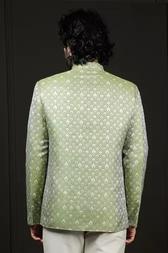 Men'S Green Silk Blend Jodhpuri