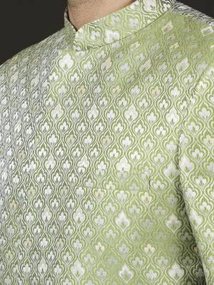 Men'S Green Silk Blend Jodhpuri 4