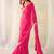 Women's latest design pink colour bright checks and georgette checks printed saree with blouse piece