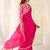 Women's latest design pink colour bright checks and georgette checks printed saree with blouse piece