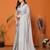 Women's latest design grey colour polyester saree with digital print blouse piece