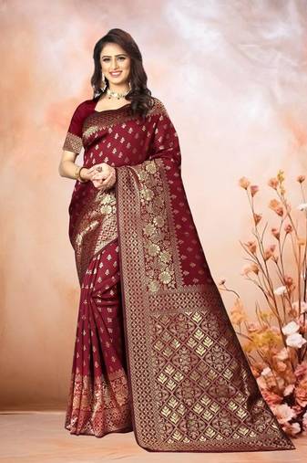 BANARASI SILK MAROON SAREE