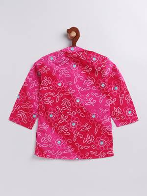 Infant Boys Pink And White Cotton Kurta Pyjama Set 4