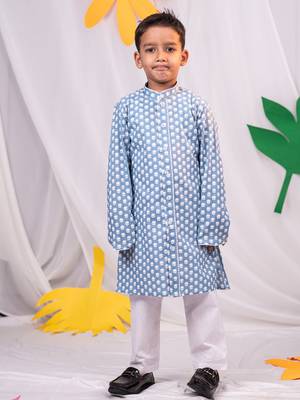  Blue And White Kurta Pyjama Set 1