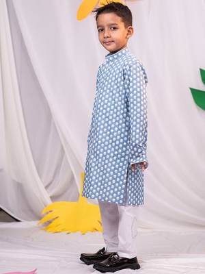  Blue And White Kurta Pyjama Set 2
