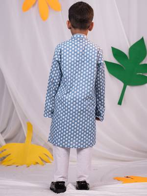  Blue And White Kurta Pyjama Set 3