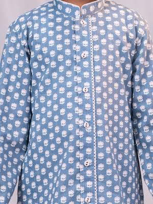  Blue And White Kurta Pyjama Set 4