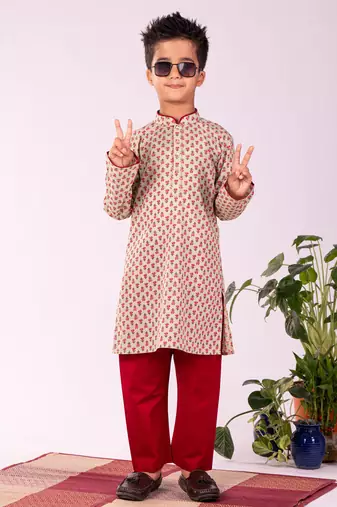 Boys' Mint Green Kurta Pyjama Set