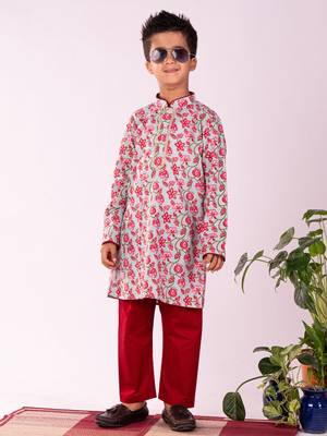  Multicolour And White Kurta Pyjama Set 1