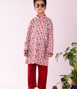  Multicolour And White Kurta Pyjama Set
