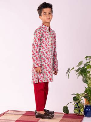  Multicolour And White Kurta Pyjama Set 2