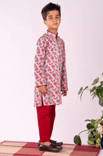  Multicolour And White Kurta Pyjama Set