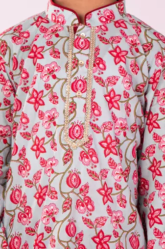  Multicolour And White Kurta Pyjama Set