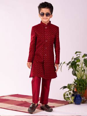  Maroon Sherwani Set 1