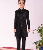 Boys' Black Sherwani Set
