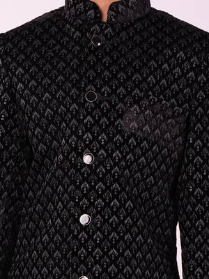 Boys' Black Sherwani Set 4