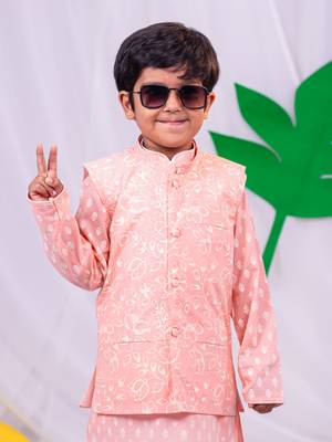  Peach Nehru Jacket 1
