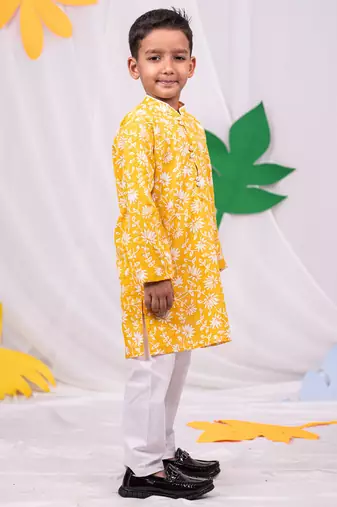  Yellow And White Kurta And Pyjama Set