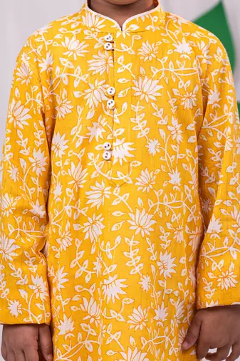  Yellow And White Kurta And Pyjama Set