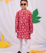  Red And White Kurta And Pyjama Set