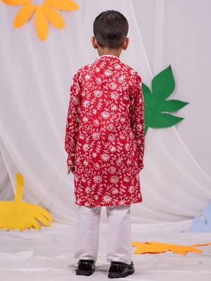  Red And White Kurta And Pyjama Set 3