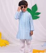  Blue And White Kurta And Pyjama Set
