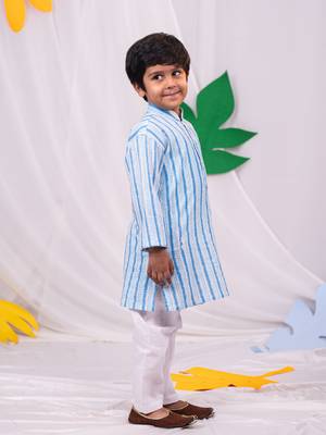  Blue And White Kurta And Pyjama Set 2