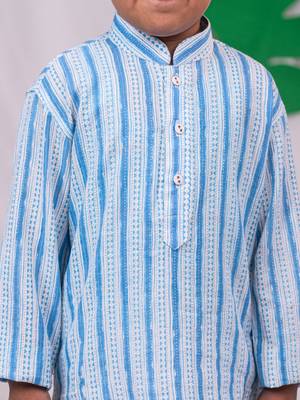 Blue And White Kurta And Pyjama Set 4
