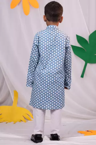  Blue And White Kurta Pyjama Set