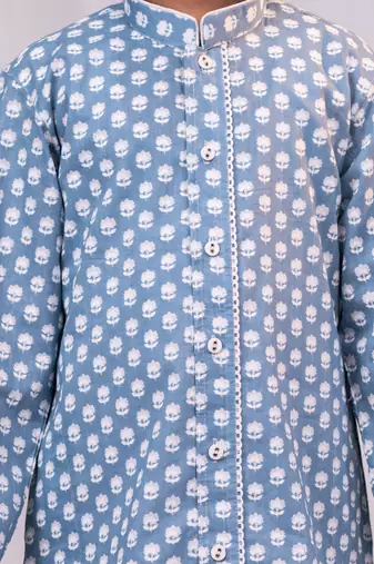  Blue And White Kurta Pyjama Set