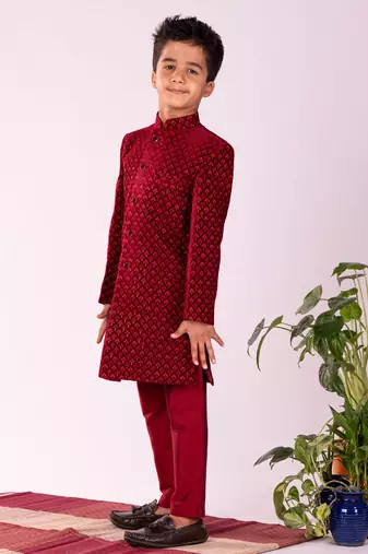 Maroon Sherwani Set
