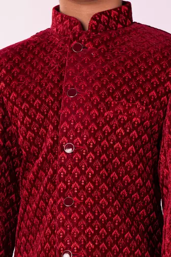  Maroon Sherwani Set