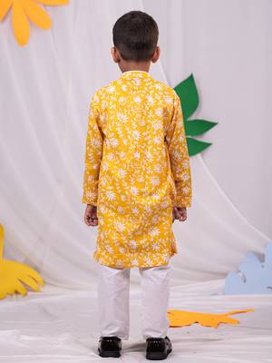  Yellow And White Kurta And Pyjama Set 3