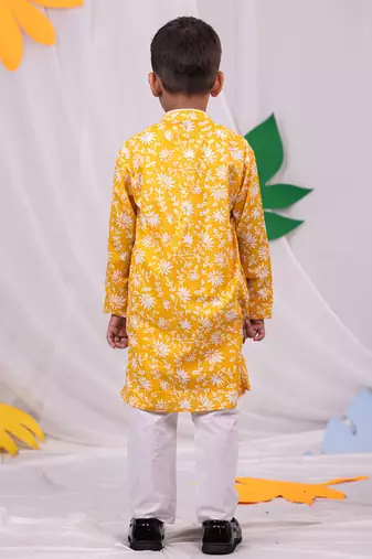  Yellow And White Kurta And Pyjama Set