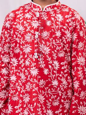  Red And White Kurta And Pyjama Set 4