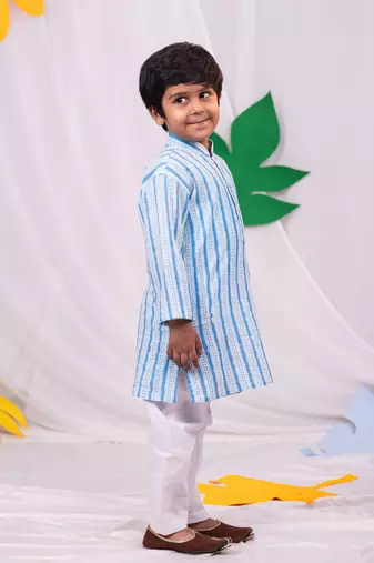  Blue And White Kurta And Pyjama Set