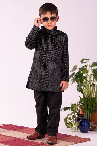 boys' black sherwani set
