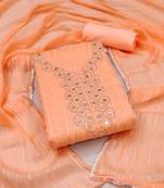 Peach Embroidered Cotton Dress Material