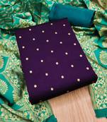 Purple Embroidered Cotton Dress Material