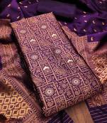 Purple Embroidered Cotton Dress Material