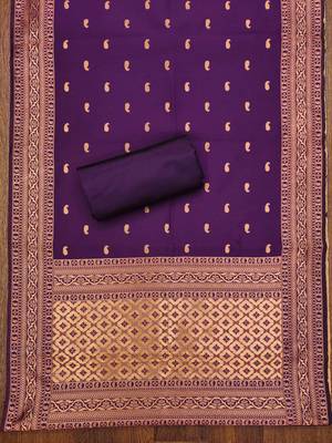 Purple Embroidered Cotton Dress Material 3