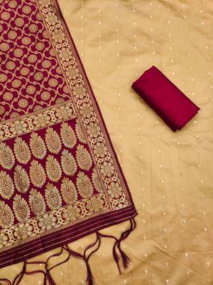 Beige Embroidered Cotton Dress Material 2