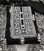 Black Embroidered Organza Dress Material