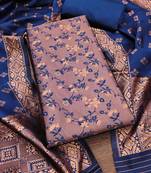 Multicolor Embroidered Jacquard  Silk Dress Material