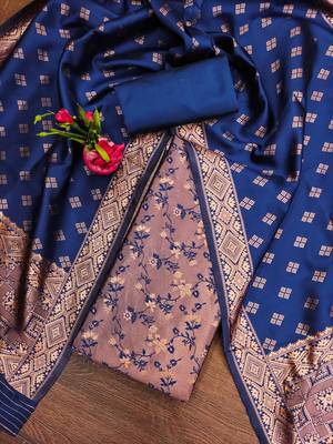 Multicolor Embroidered Jacquard  Silk Dress Material 2