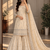 Cream Woven Pure Chinnon Silk Kurta Gharara Dupatta