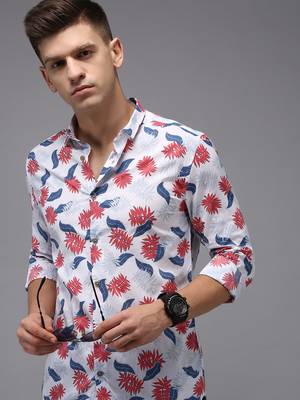 men's long sleeves abstract white shirt 1